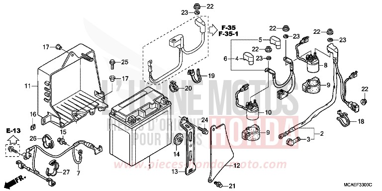 BATTERIE de Gold Wing BLOODSTONE RED METALLIC (R287) 2009